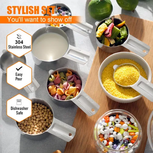 Vista 4 de Juego de tazas y cucharas medidoras perfecto para ingredientes secos y líquidos, 13 piezas