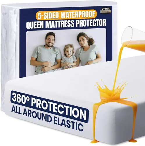 Vista 10 de Utopia Bedding – Protector de colchón impermeable de 5 lados tamaño individual, funda de colchón transpirable premium, estilo ajustado con bolsillos