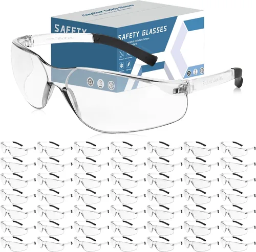 Vista 11 de Gafas de seguridad transparentes a granel de 100, gafas de protección ANSI Z87.1 con resistencia a arañazos e impactos para construcción