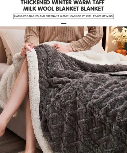 Vista 3 de Manta Sherpa cálida para invierno, manta de sofá, manta ligera y cálida, súper suave y mullida, franela gruesa y reversible de terciopelo cálido