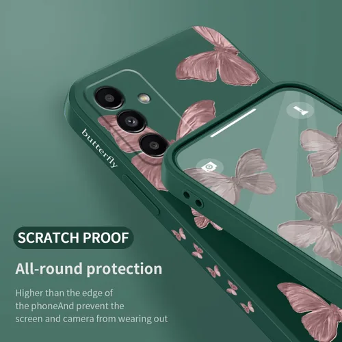 Vista 7 de LEECG Funda para teléfono Galaxy A13 5G, para Samsung A13 5G, patrón de mariposa, diseño lateral creativo, protector protector suave a prueba