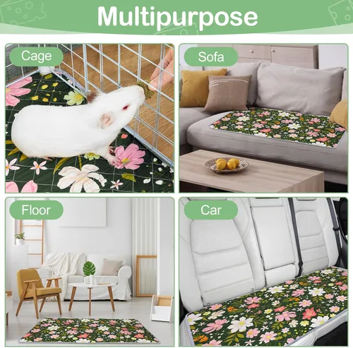 Vista 7 de 2 paquetes de ropa de cama para cobayas, forro lavable para jaula de conejillo de indias reutilizable, tapete impermeable para jaula de conejillo