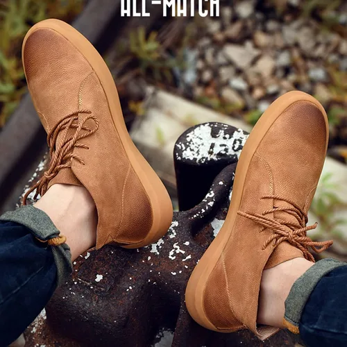 Vista 7 de Botas de cuero Chelsea para hombre, estilo casual, para otoñoinvierno, antideslizantes, para negocios, Oxford, trabajo, viajes, botines Chukka