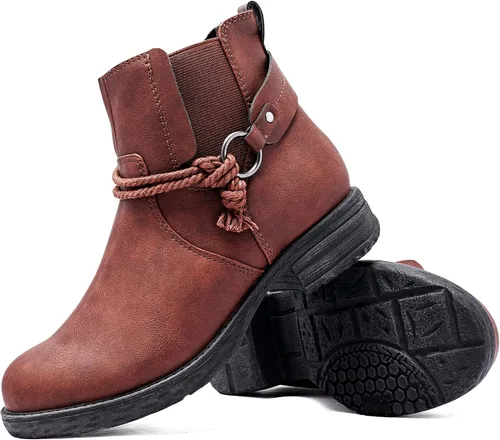 Vista 2 de Ataiwee Botines para mujer, botas clásicas de plataforma con cremallera lateral cómoda.