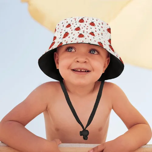Vista 3 de Sombreros para niños, mariquitas, para playa, verano, cubeta de viaje, sombrero de pescador, sombreros de pescador para niños pequeños