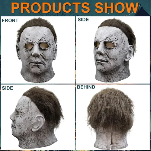 Vista 3 de Michael Myers Máscara de látex natural para Halloween máscara de miedo de Michael Myers máscara realista de Michael Myers para adultos y hombres