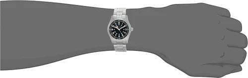 Vista 5 de Hamilton Watch Khaki Field Mechanical 42mm Case, Black Dial, Silver Stainless Steel Bracelet (Model H69529133)