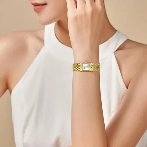 Vista 9 de GOLDEN HOUR Reloj de oro con pulsera rectangular vintage para mujer