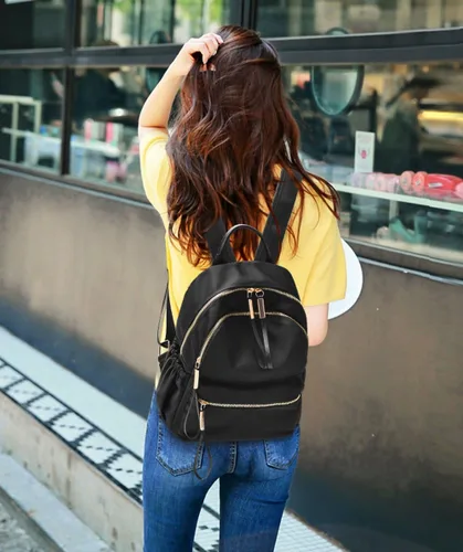 Vista 7 de Wraifa Mochila pequeña Oxford impermeable para mujer, mochila escolar para niñas, 111 Small Size Black, S