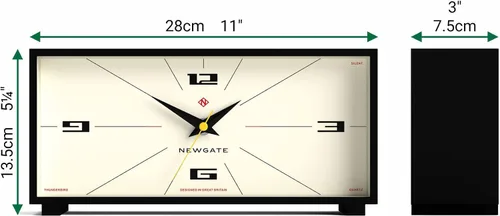 Vista 3 de NEWGATE® Thunderbird - Reloj de escritorio Diseño rectangular contemporáneo retro Negro Estilo moderno de mediados de siglo para escritorio