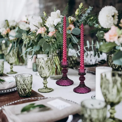 Vista 6 de Portavelas de cristal, 2 piezas de palitos decorativos para velas de pilar para eventos formales, bodas, fiestas, centros de mesa, centros de mesa