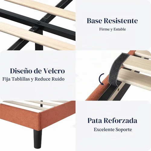 Vista 5 de Allewie Marco de Cama de Plataforma Tamaño King con Cabecera Tapizada, Wingback Moderno de Lujo, Soporte de Listones de Madera, Base de Colchón