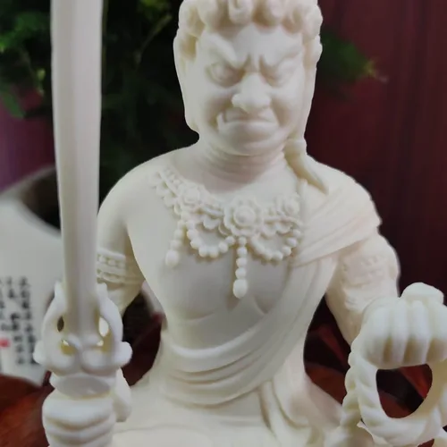 Vista 3 de Estatua de Buda de Acala, decoración de Buda de meditación blanca, decoración de oficina en casa, adornos de Feng Shui, regalo de artesanía
