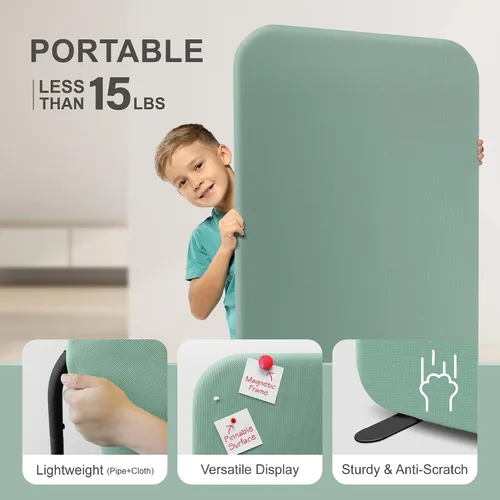Vista 4 de DECOLAB Standing Room Divider, Space Privacy Partition 29"x65", Aqua