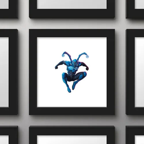 Vista 2 de Trends International Gallery Pops DC Comics Blue Beetle - Póster de pared de escarabajo volador, 12 x 12 pulgadas, versión de marco negro