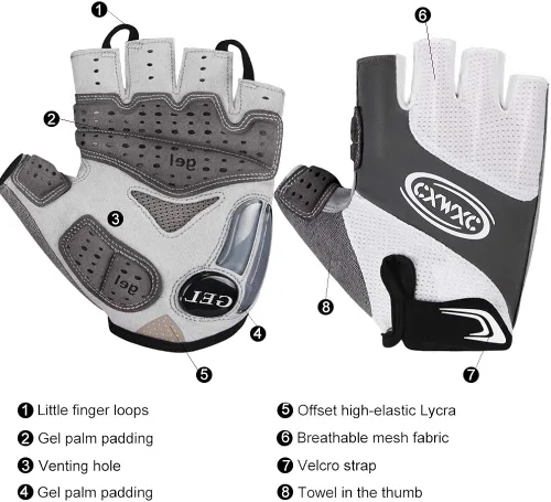 Vista 6 de CXWXC Guantes de ciclismo para hombres y mujeres Guantes de gel transpirable para bicicleta de montaña Guantes de bicicleta antideslizantes