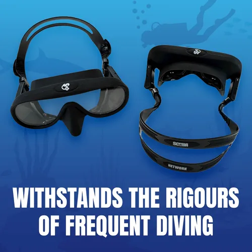 Vista 5 de Spartacus Frameless Dive Mask, Ultra-Clear Low-Iron Glass, Wide View, Low Volume, 100% Silicone Skirt