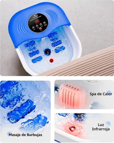 Vista 6 de SPA4PIEDS Masajeador de baño de pies con calor, chorros de burbujas, luz roja y temporizador, spa de pies de pedicura con control de temperatura