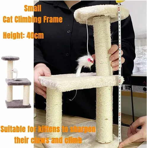 Vista 4 de Rascador de gato con marco de escalada para gatos, juguete para gato, cuerda de sisal, árbol de gato, gatito, parque infantil, muebles para mascotas