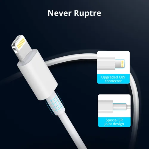 Vista 4 de JJCALL - Cable USB C a Lightning de 1 m [Certificado Apple MFi], cable de carga rápida para iPhone, USB-C, suministro de energía, cable de carga