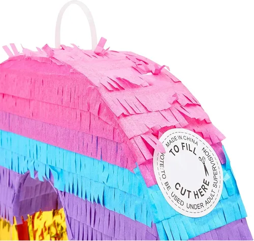 Vista 5 de BLUE PANDA Piñata arcoíris número 0 diseño de mariposa – 11.4 x 16.5 x 3 pulgadas, multicolor – Construcción de papel corrugado fácil de rellenar