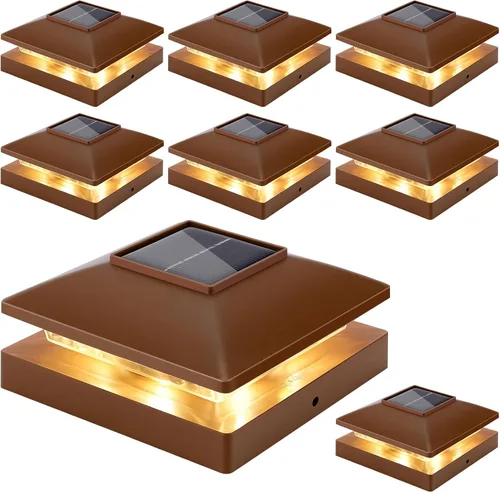 Vista 14 de Luces solares para punta de poste al aire libre 16 unidades, negras, impermeables, alimentadas por energía solar, luces de valla para cubierta