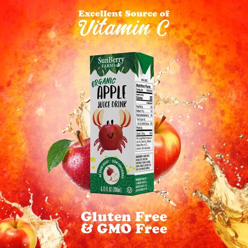Vista 5 de Sunberry Farms Bebida orgánica de jugo de manzana, paquete de 32 (6.75 onzas líquidas cada uno), sin azúcar añadido, USDA Orgánico, sin gluten, sin