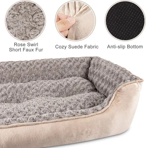 Vista 3 de JOEJOY - Cama rectangular para perros grandes, medianos y pequeños, lavable a máquina, sofá cama, antideslizante, suave, transpirable, duradero