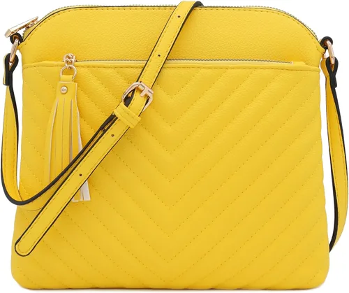 Vista 19 de Bolsa cruzada FashionPuzzle de tamaño medio con acolchado de espiga y borla Negro