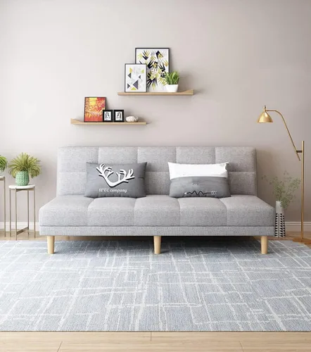 Vista 5 de LAKIQ Sofá cama moderno de mezcla de lino, futón para sala de estar, dormitorio, sofá cama convertible de espuma viscoelástica, sofá cama de día