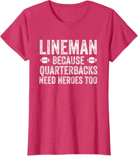 Vista 13 de Lineman Because Quarterbacks Need Heroes Camiseta de fútbol linieros S Negro