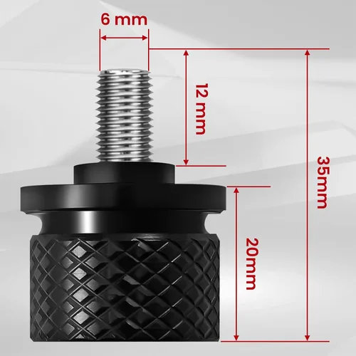 Vista 6 de Tornillo de perno de asiento de guardabarros moleteado inoxidable de 1/4 "-20 roscas compatible con Harley Sportster Dyna Softail Touring CVO Negro