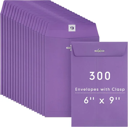 Vista 11 de 300 sobres Manilla de 6 x 9 pulgadas, cierre de papel kraft con cierre de cierres para almacenar correo, papel kraft de 28 libras para documentos