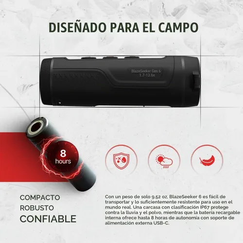 Vista 6 de ATN BlazeTrek 6 Monóculo Térmico, 640x512, 1.5-12x, Hog & Coyote Sensor 640x512