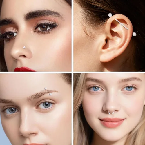 Vista 5 de Vsnnsns Piercing para el cuerpo, 14G-20G, acrílico, transparente, para nariz, labio, lengua, ceja, septum, cartílago, tragus, ombligo, ombligo