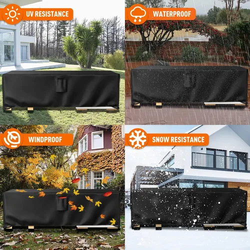 Vista 7 de Ruimoy Fundas para muebles de patio, funda impermeable para muebles de exterior, uso general, fundas para mesa exterior y silla, resistentes 600D