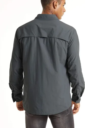 Vista 3 de TACVASEN Camisa de pesca para hombre, camisa de manga larga de secado rápido, camisa táctica con botones, camisa de trabajo ligera safari