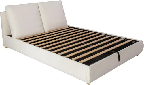 Vista 6 de Harper & Bright Designs Cama de plataforma de almacenamiento hidráulica de tamaño Queen con cabecero, lujoso marco de cama tapizado Boucle con 2