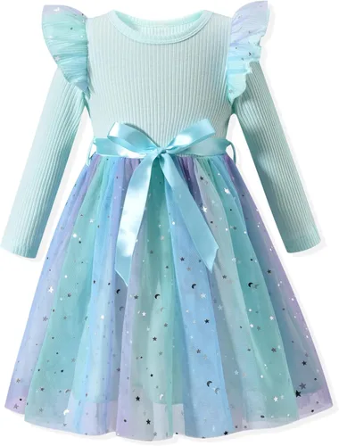 Vista 15 de Vestido de tul de manga larga para niña pequeña de 1 a 5 años Negro