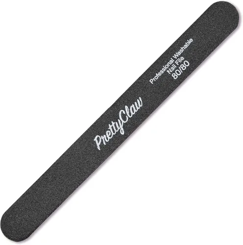 Vista 2 de PrettyClaw 10 limas de uñas profesionales de grano 80/80, lima de uñas acrílicas rectas negras, centro de plástico, tablero de esmeril de doble