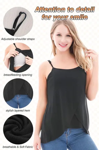 Vista 4 de PARNIXS Camisetas sin mangas para lactancia materna para mujer (paquete de 3) versión actualizada 2022