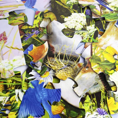 Vista 5 de Springbok Puzzle to Remember - Alzheimer & Demencia Actividad - Rompecabezas de 36 piezas Blue Birds - Hecho en Estados Unidos