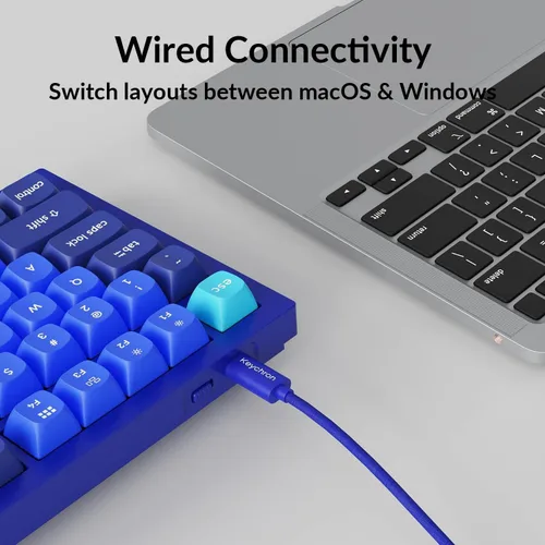 Vista 7 de Keychron Q3 - Perilla de teclado mecánico personalizado con cable, TKL Tenkeyless QMK/VIA macro programable con interruptor azul Gateron G Pro