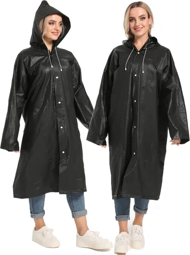 Vista 107 de 2 abrigos de lluvia de Borogo para adultos, chaquetas de lluvia reutilizables para hombres y mujeres