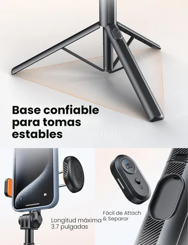 Vista 3 de ANXRE Trípode de teléfono de 71 pulgadas con soporte de cámara de 1/4 Negro