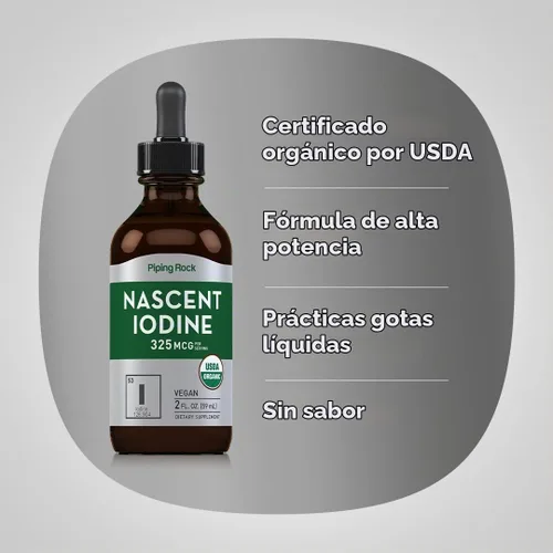 Vista 4 de Piping Rock Gotas de yodo naciente orgánicas 2 fl oz