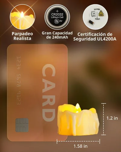 Vista 4 de Homemory 12 piezas de velas de té con temporizador, velas de té parpadeantes sin llama que se encienden automáticamente, funcionan con pilas, se