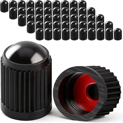 Vista 47 de 10 piezas de tapas de válvula de neumático TPMS con vástago largo, tapas de válvula de rueda de plástico negro para TPMS TR20008, tapas de vástago