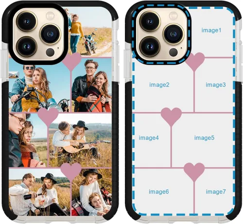 Vista 19 de Funda personalizada para iPhone 15 Pro, collage de fotos personalizada de múltiples imágenes, resistente a los impactos, suave funda protectora