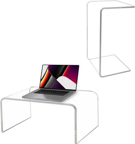 Vista 12 de Mesa auxiliar acrílica, mesa auxiliar de acrílico, mesa de centro transparente/mesita de noche para sala de estar, balcón, dormitorio, espacio